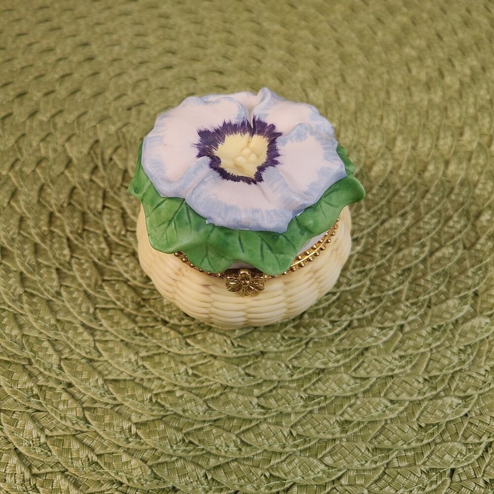 Flower in a Basket Trinket Box, Ceramic